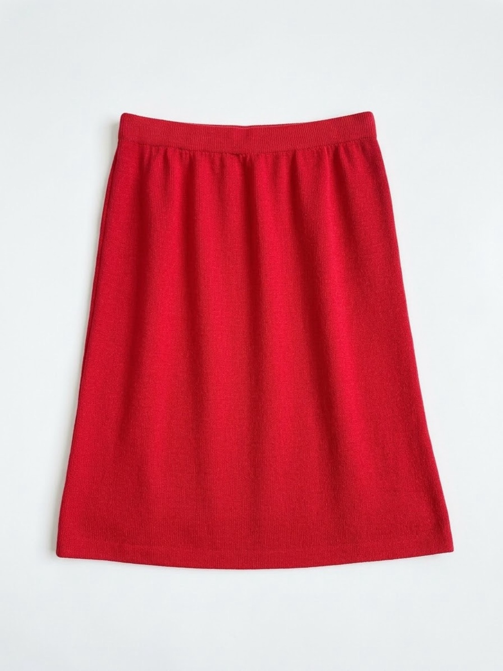 St. John Collection Marie Gray Vintage Red Santana Knit Pencil Midi Skirt 12